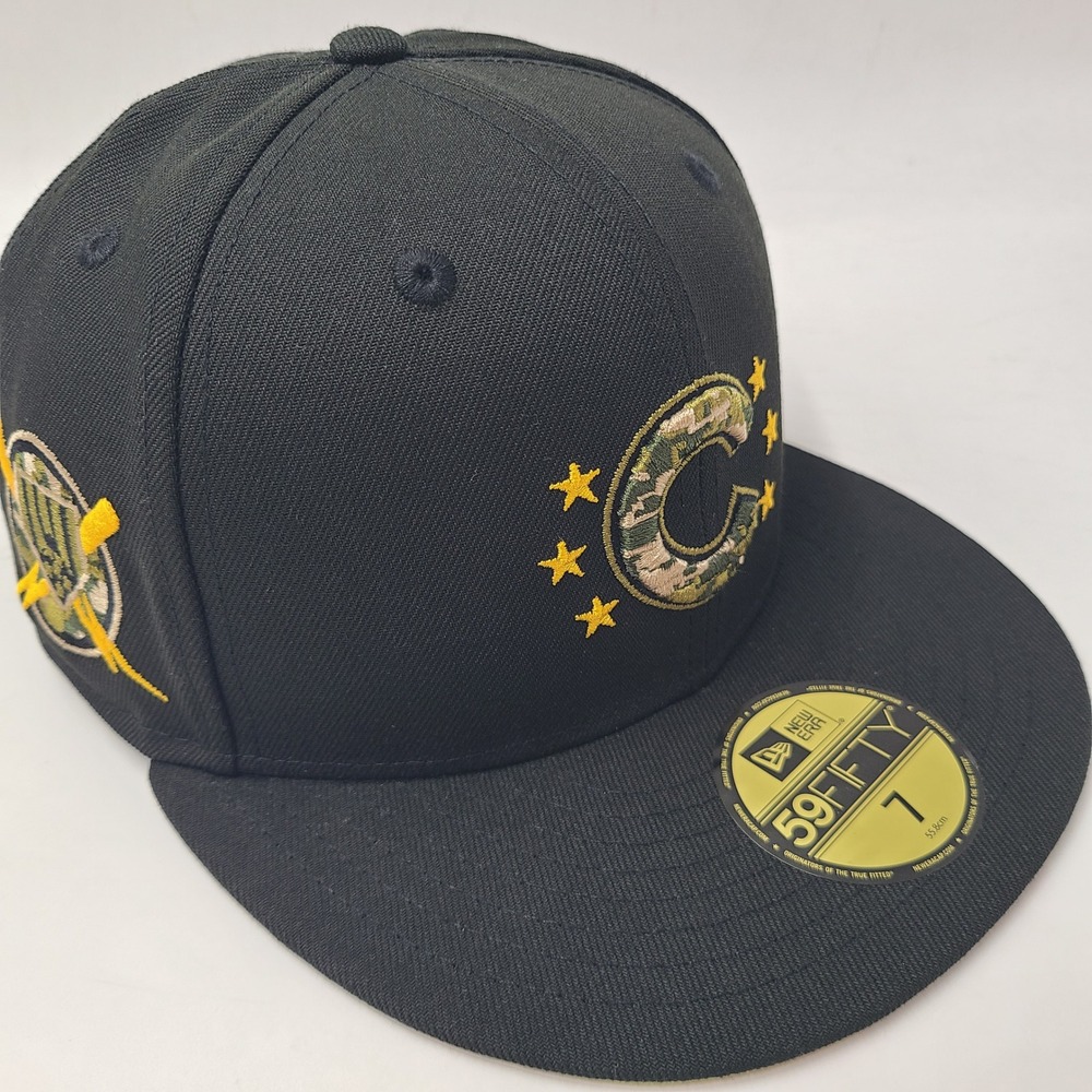 Chicago‎ Cubs Hat Fitted 7 New Era 59Fifty Black Camo MLB 2024 Armed Forces Day